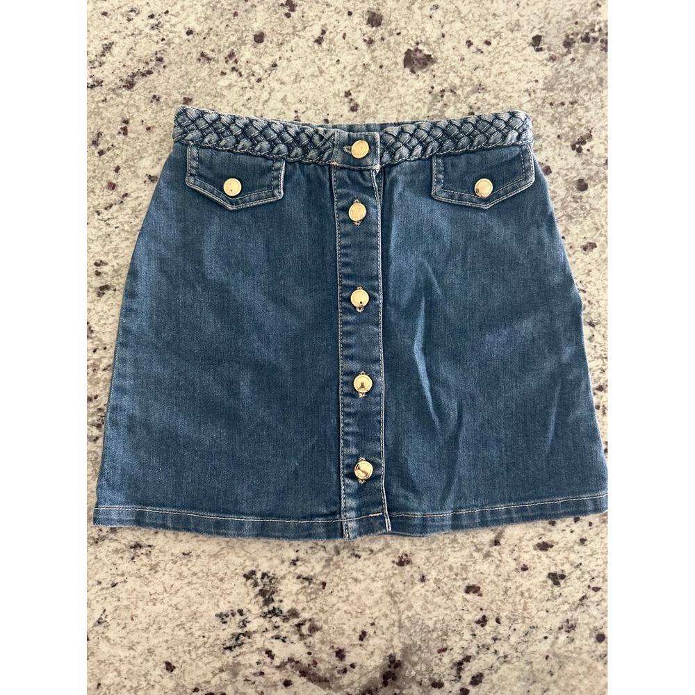 CHLOE Denim Braided Denim Girls Skirt sz 10